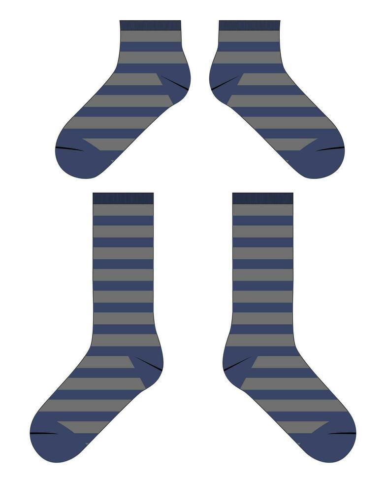 Socks vector illustration template front and back views