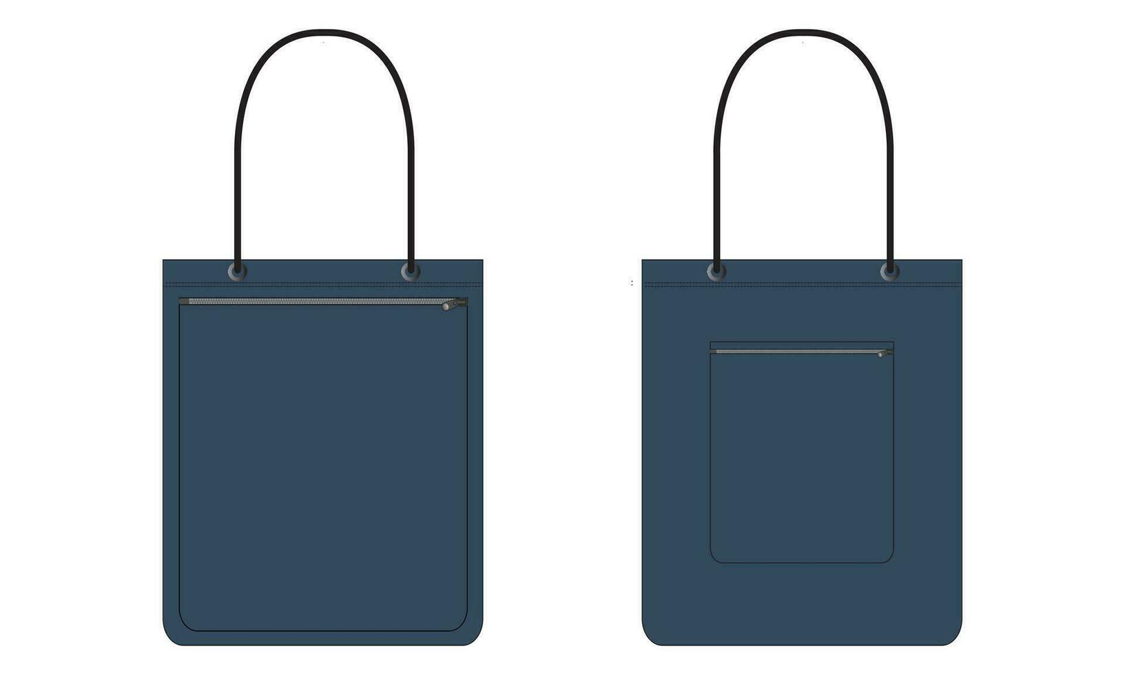 Tote hand bag vector illustration template front and back views