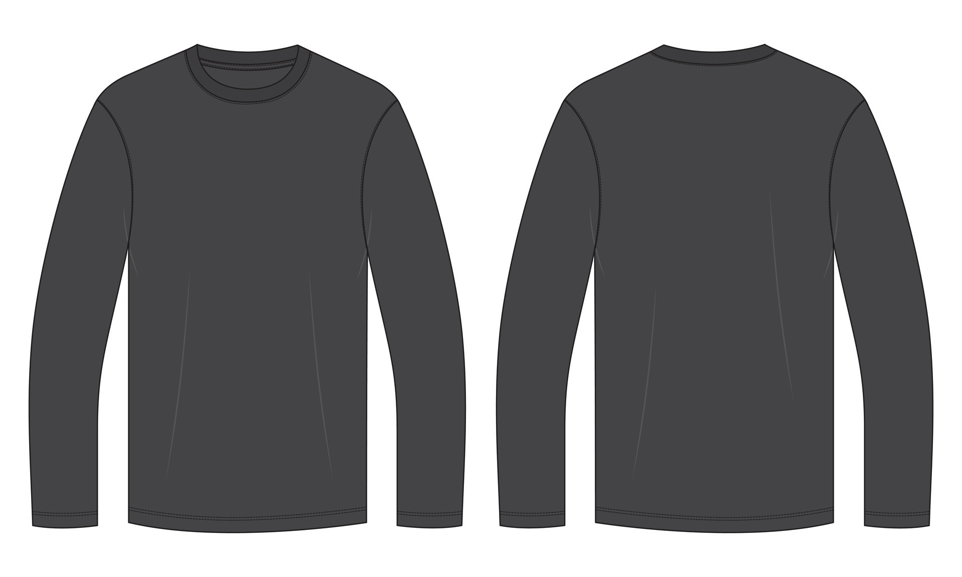 Long sleeve T shirt vector illustration template front and back views ...