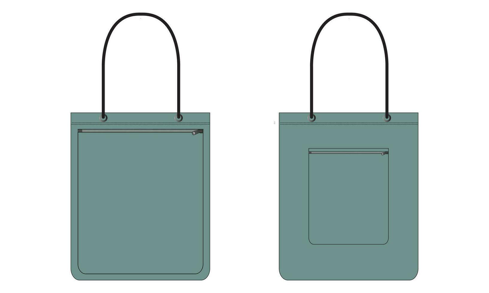 Tote hand bag vector illustration template front and back views