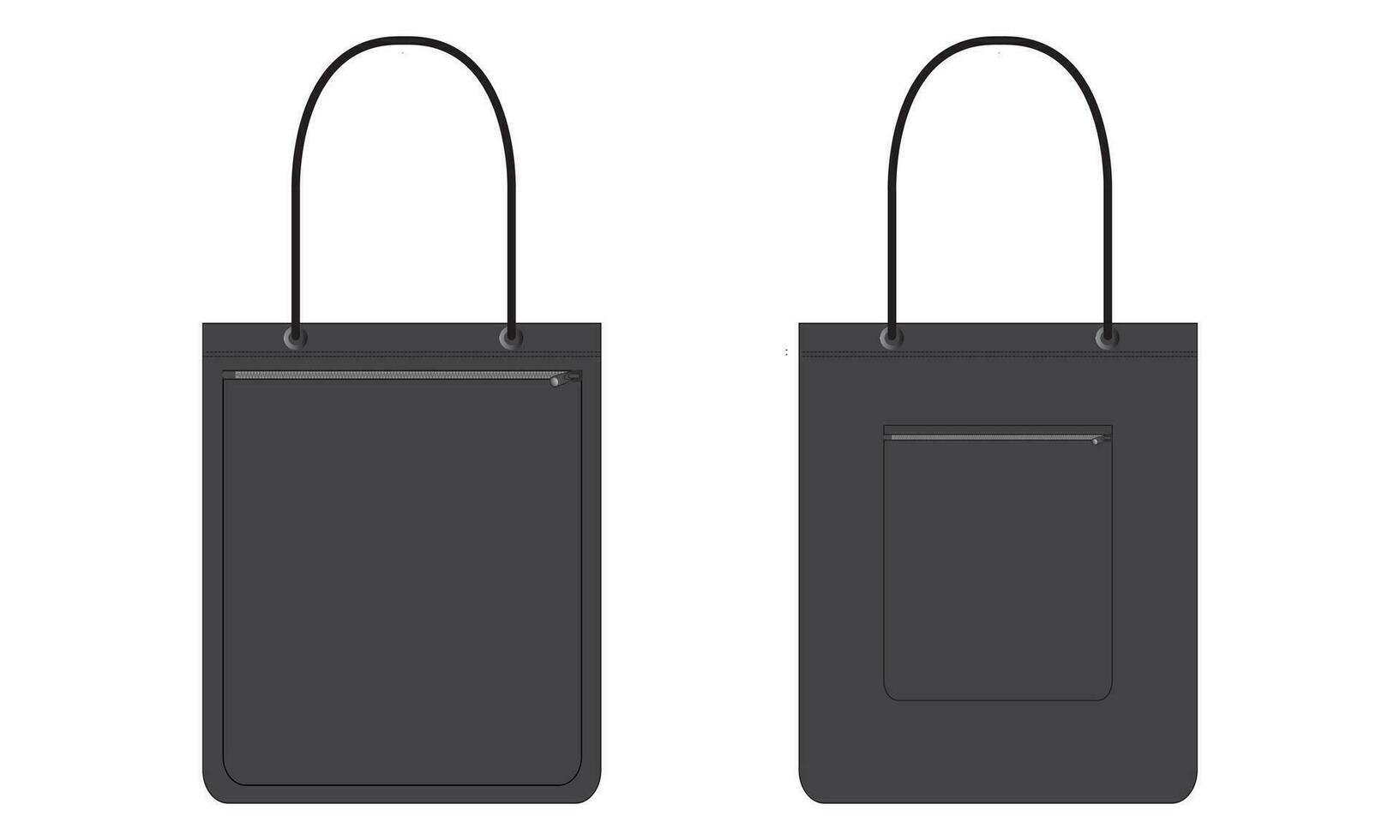 Tote hand bag vector illustration template front and back views