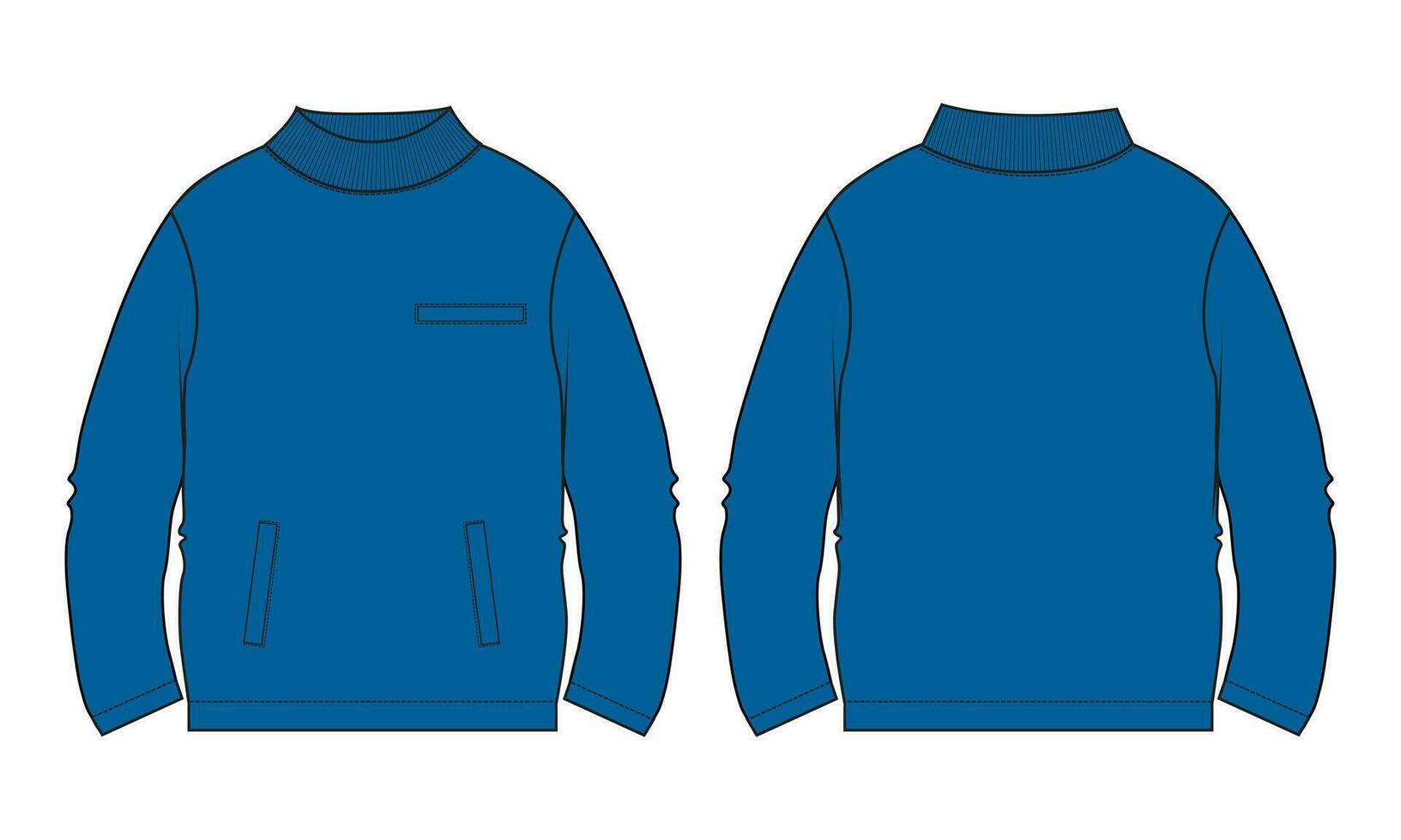 Long sleeve Sweatshirt technical drawing fashion flat sketch vector illustration template front and back views.