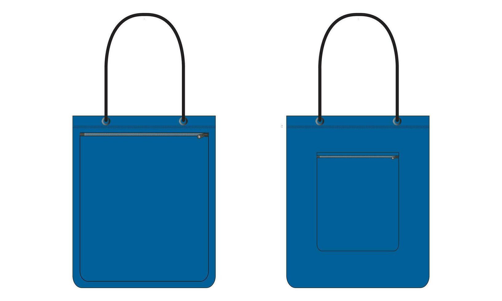 Tote hand bag vector illustration template front and back views