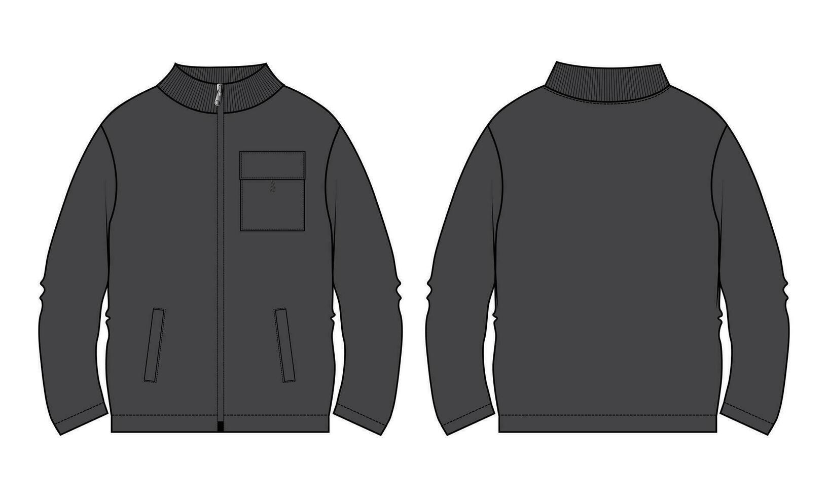 Long sleeve Sweatshirt technical drawing fashion flat sketch vector illustration template front and back views.