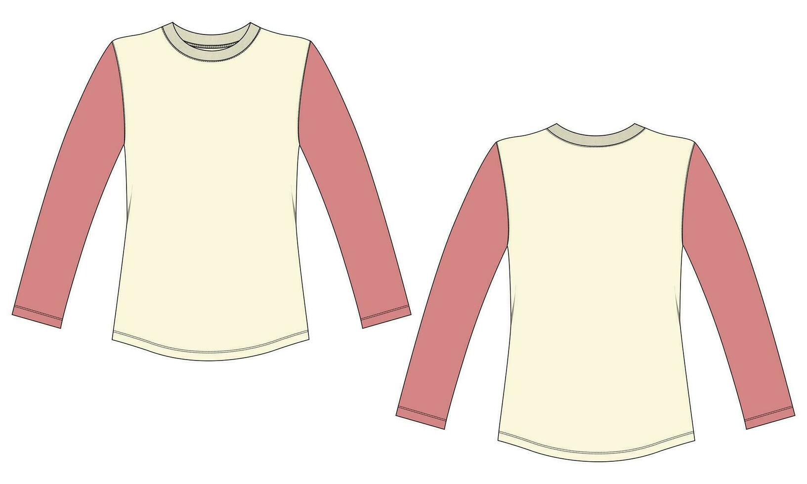 largo manga t camisa vector ilustración modelo para señoras