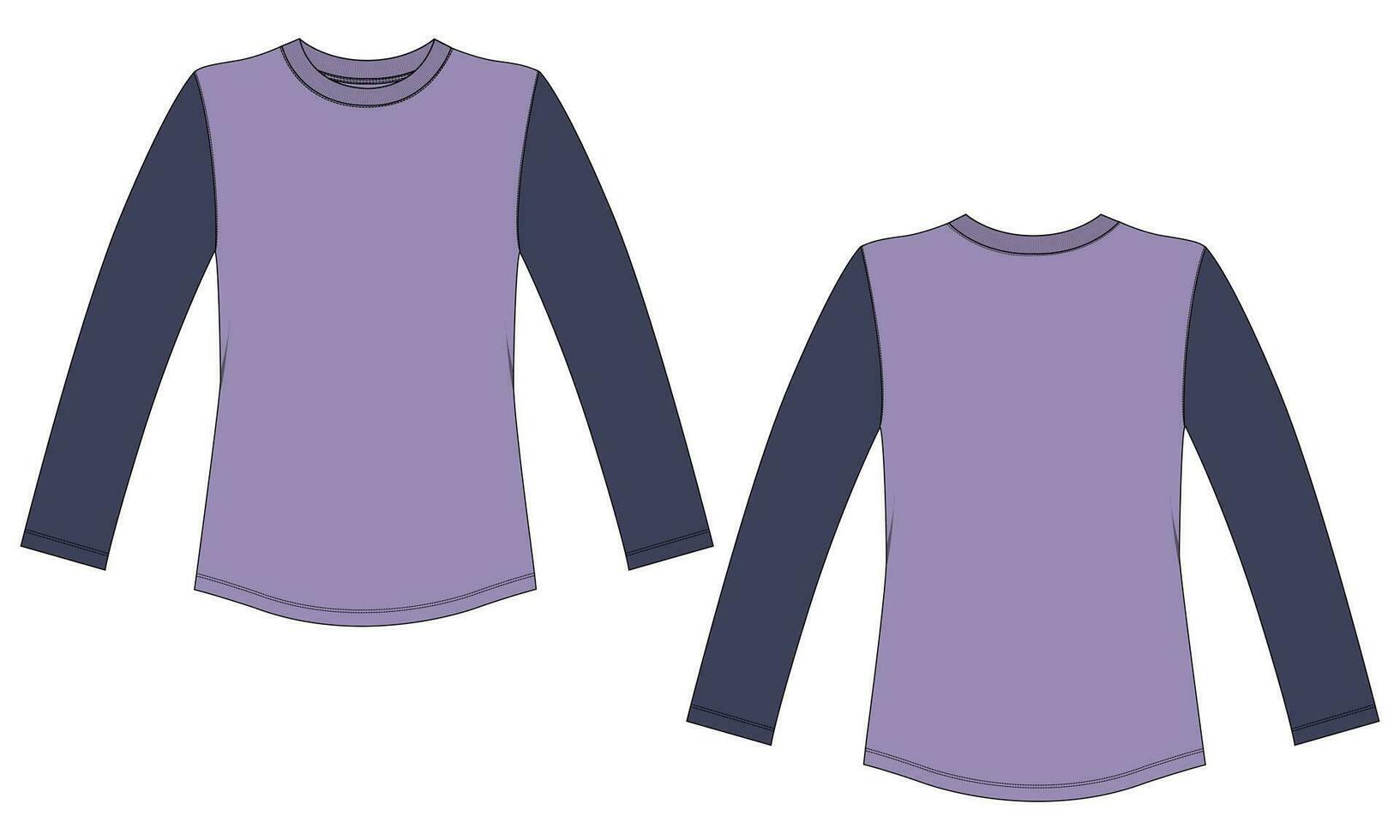 Long sleeve t shirt vector illustration template for ladies