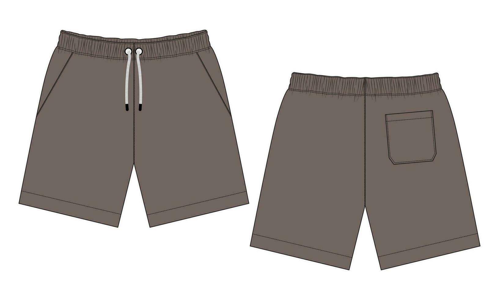 pantalones cortos pantalones vector ilustración modelo frente y espalda puntos de vista