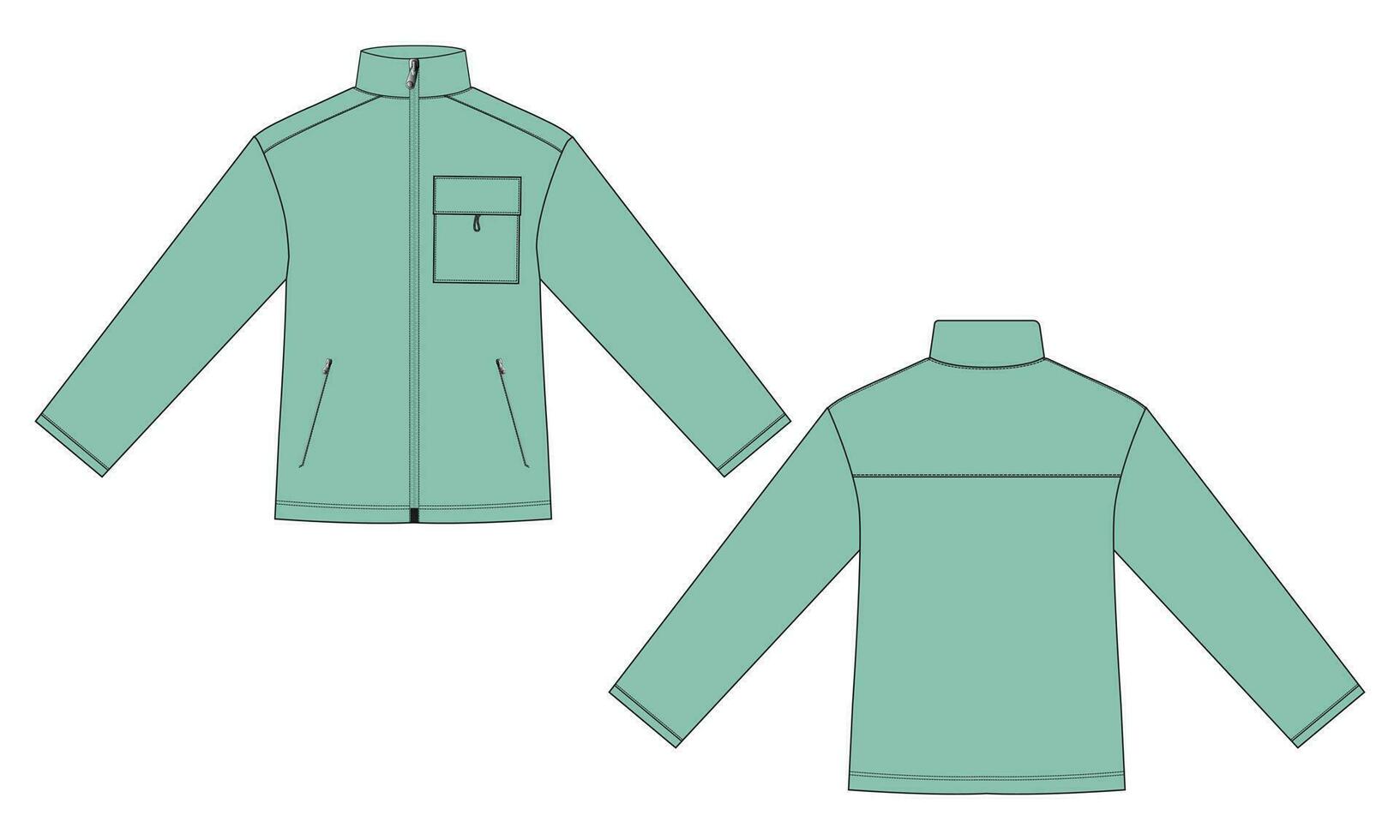 largo manga chaqueta camisa de entrenamiento vector ilustración modelo frente y espalda puntos de vista