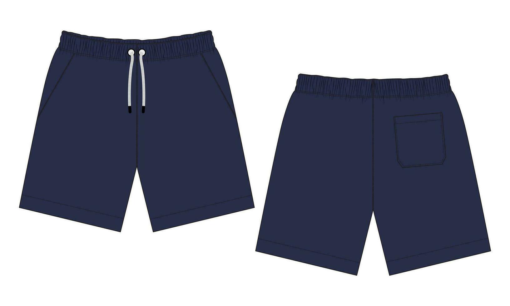 Shorts pants vector illustration navy color template front and back views