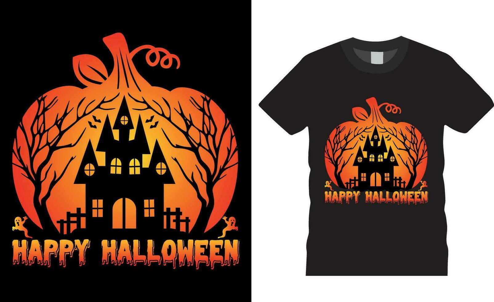 Premium Vector, Happy Halloween T-shirt design vector template. Happy Halloween