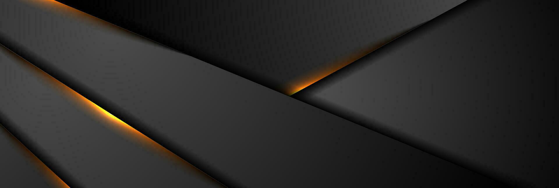 Black abstract background with orange glowing light vector