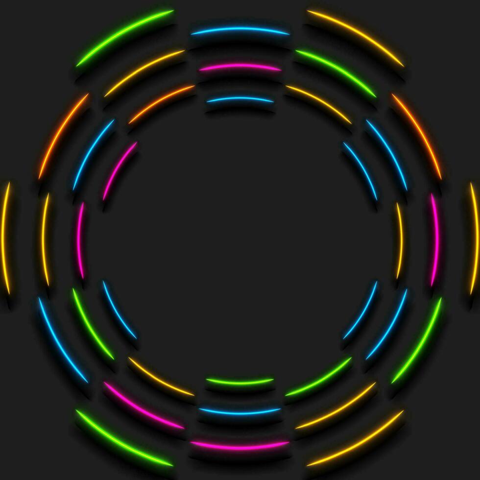 Colorful neon circles tech abstract background vector