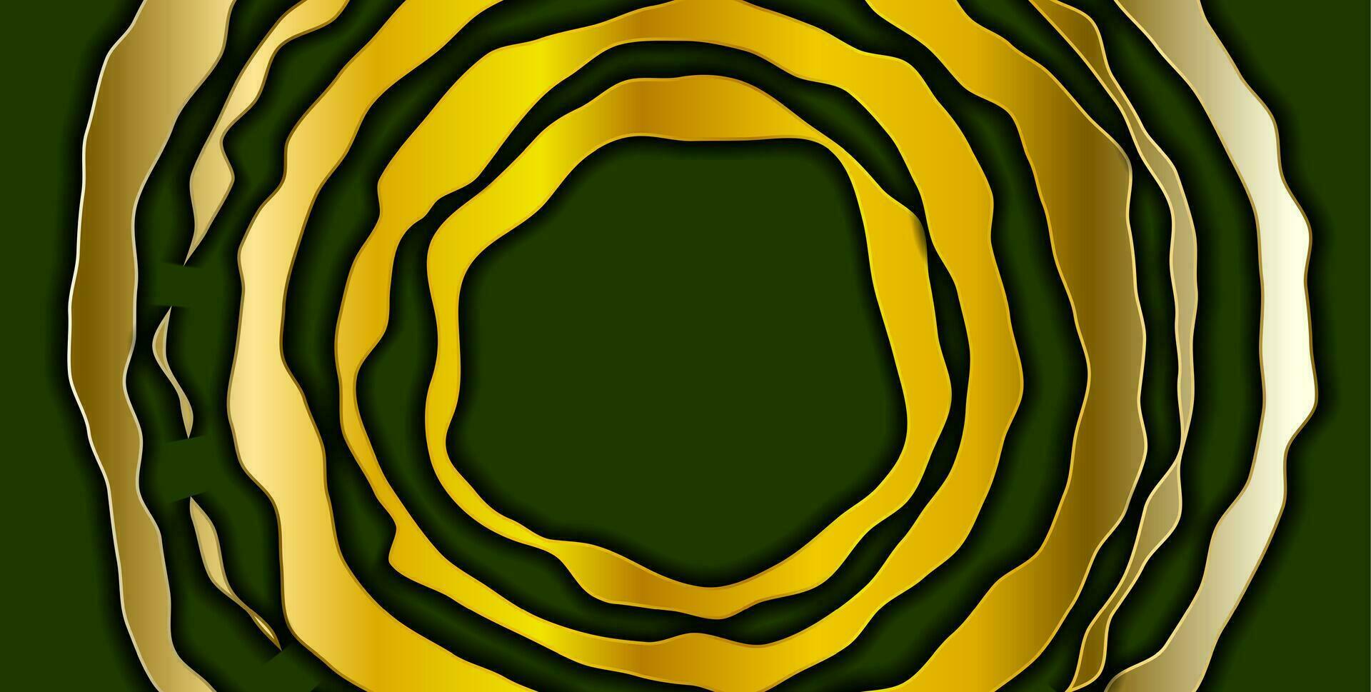 Luxury golden plastic wavy circles abstract background vector
