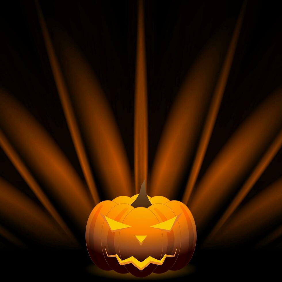 Orange Halloween pumpkin and smooth rays abstract background vector