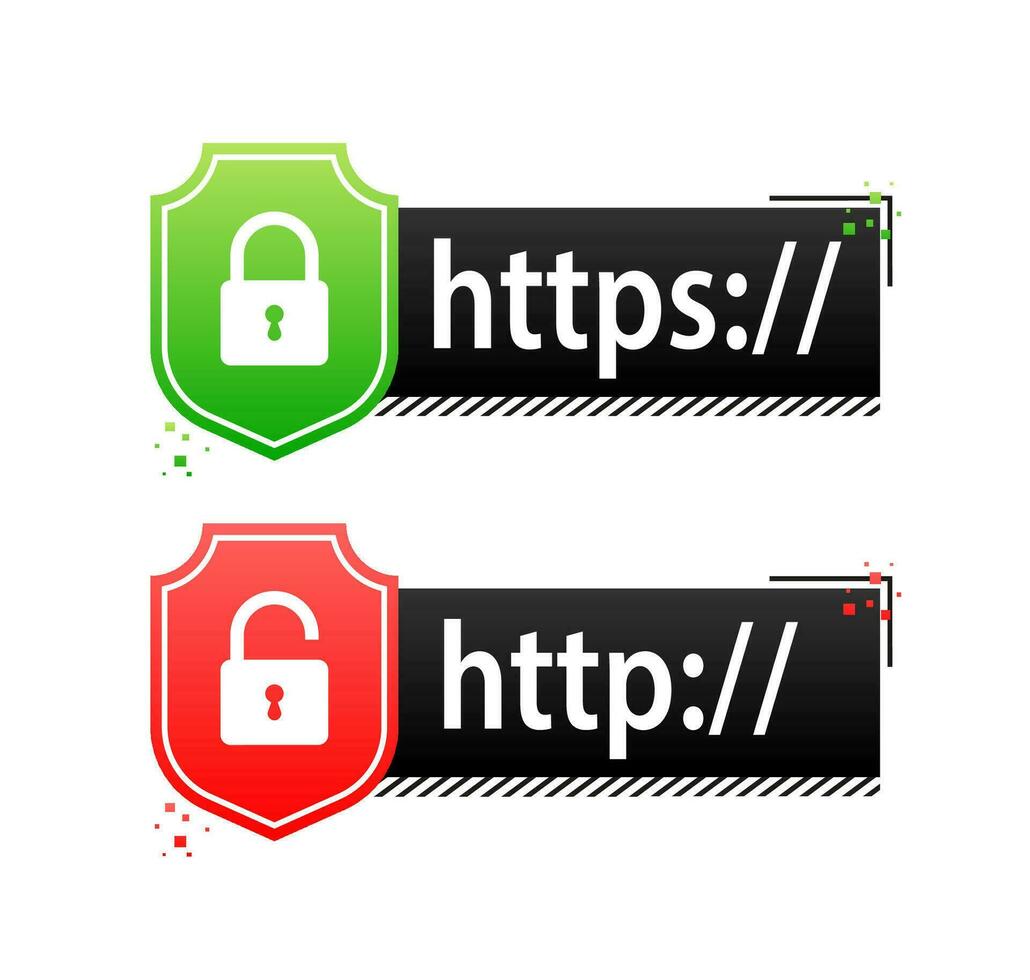 Http vs Https protocols. Understanding the Importance of Secure Web Connections vector