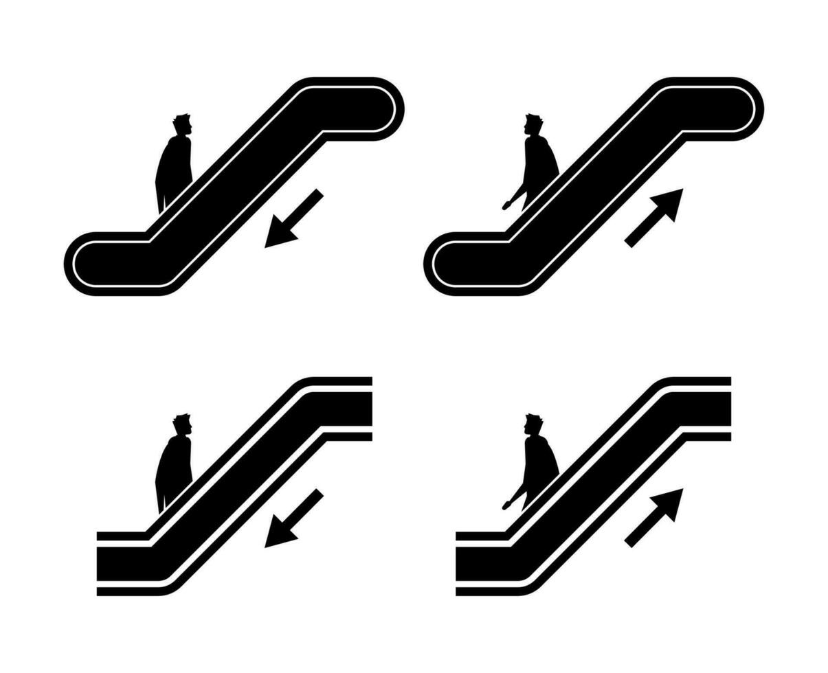 escalera mecánica ascensor icono. arriba y abajo escalera mecánica vector
