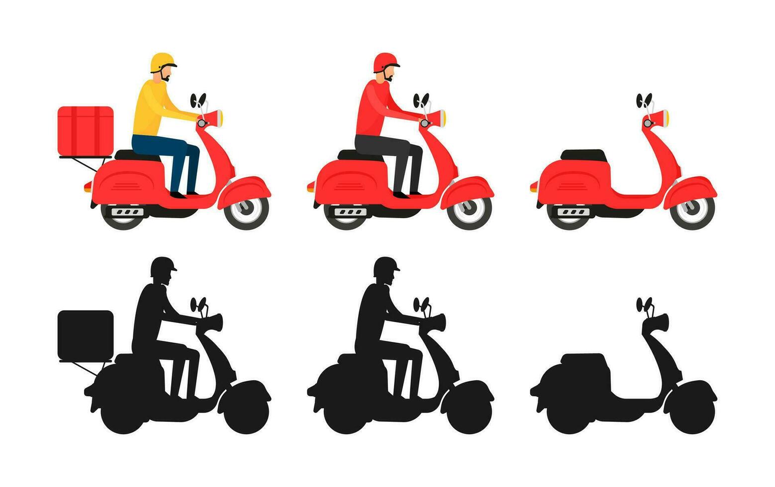Scooter transport. Food delivery. Motorcycle. Retro scooter. vector