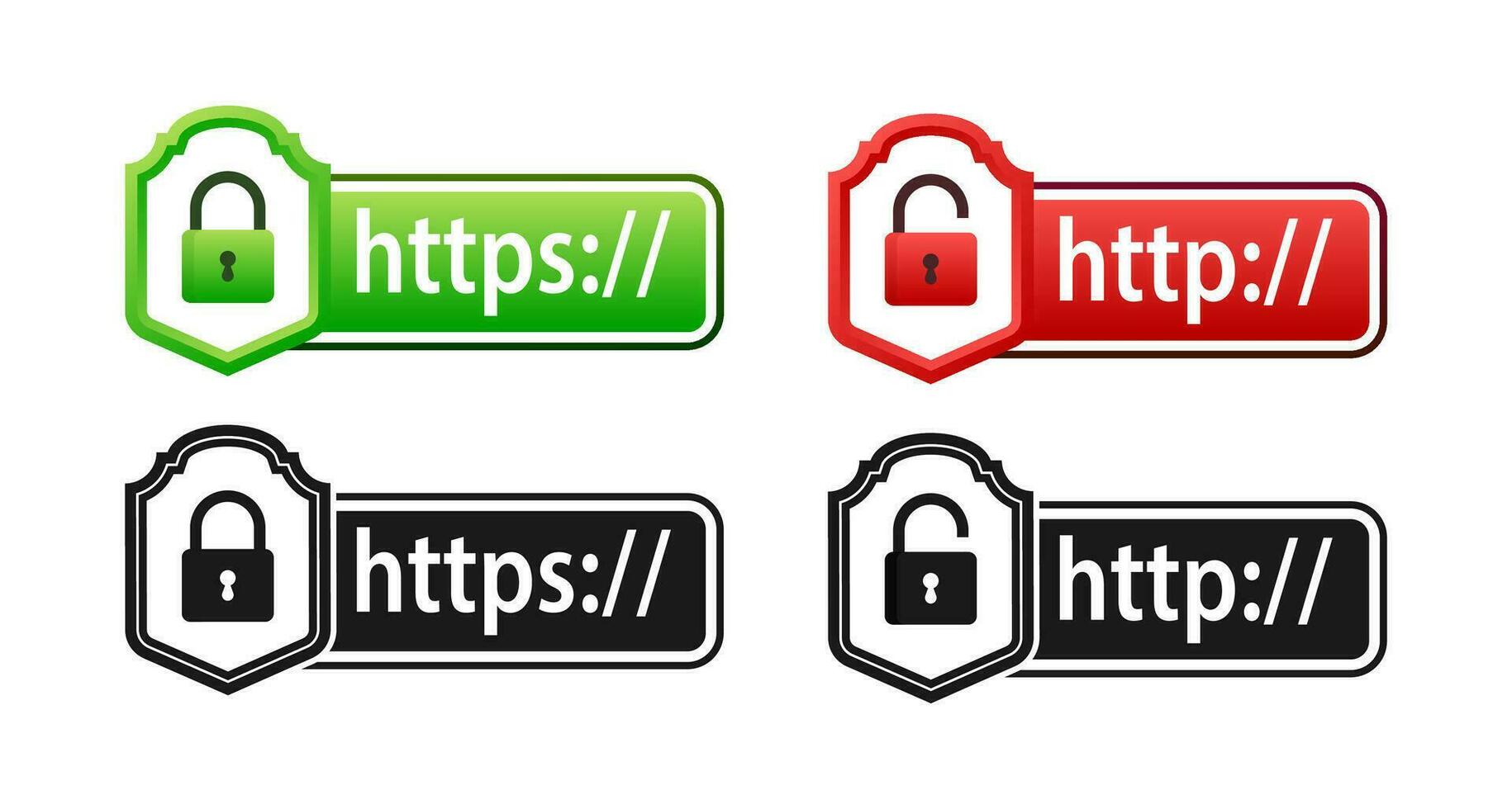 Http vs Https protocols. Understanding the Importance of Secure Web Connections vector