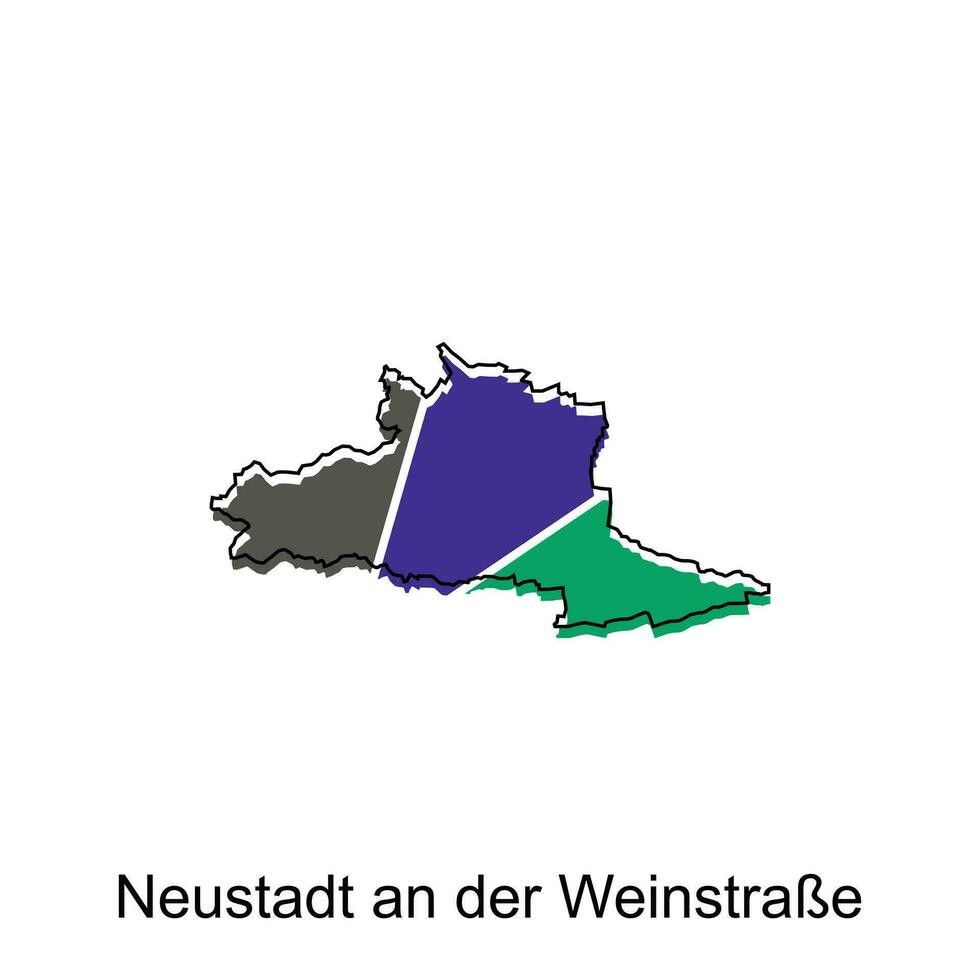 Map of neustadt an der weinstrabe geometric colorful illustration design template, Germany country map on white background vector