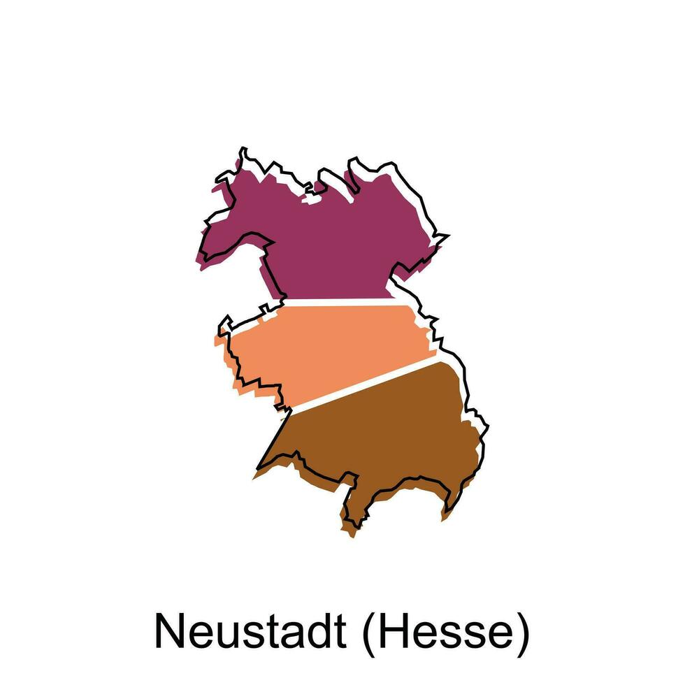 Map of Neustadt, Hesse geometric colorful illustration design template, Germany country map on white background vector