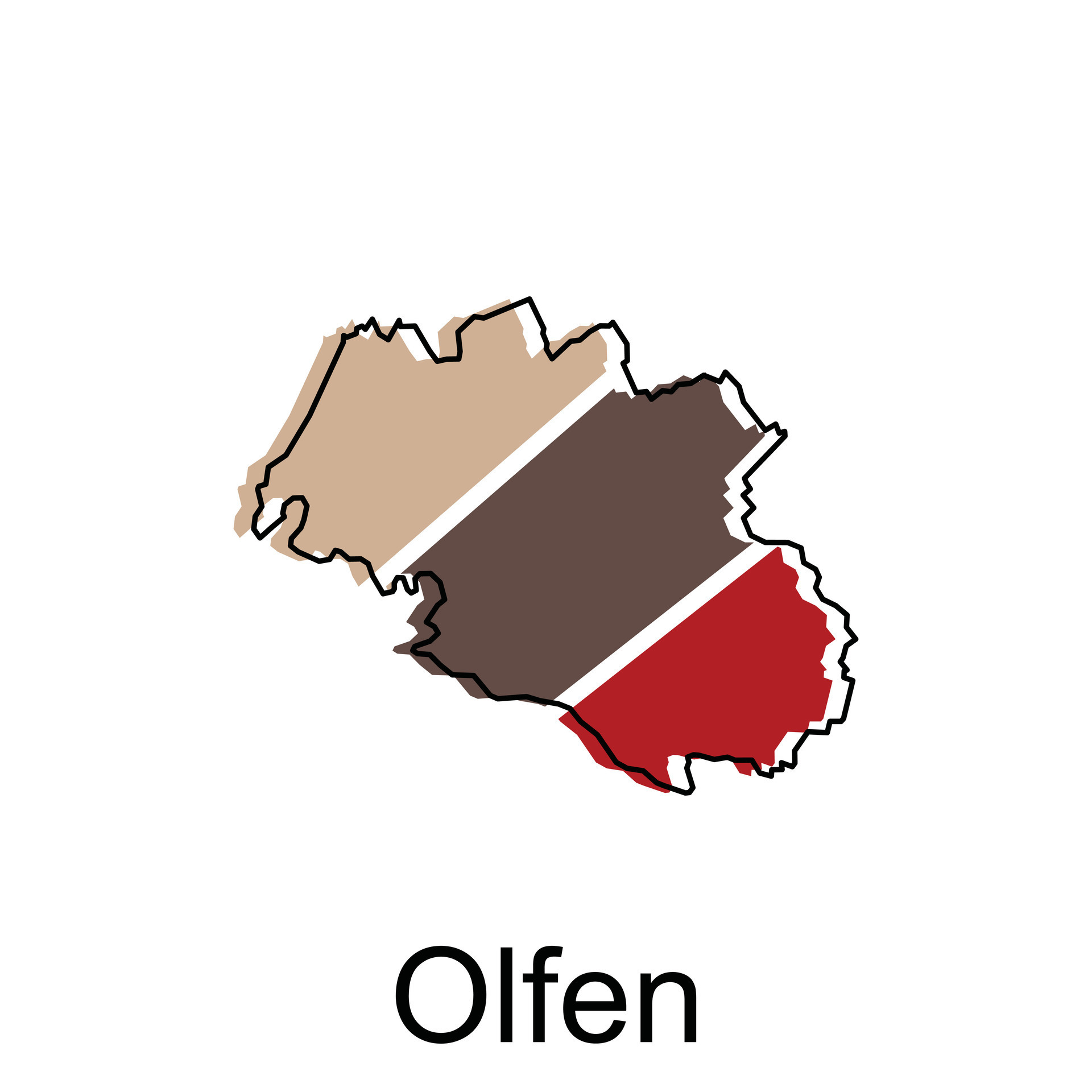 Map of Olfen geometric colorful illustration design template, Germany