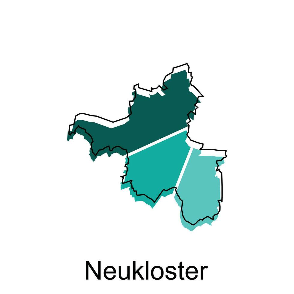 map of Neekloster vector design template, national borders and important cities illustration