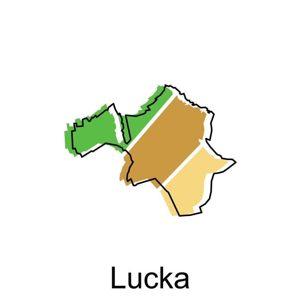 map of Lucka vector design template, national borders and important cities illustration design