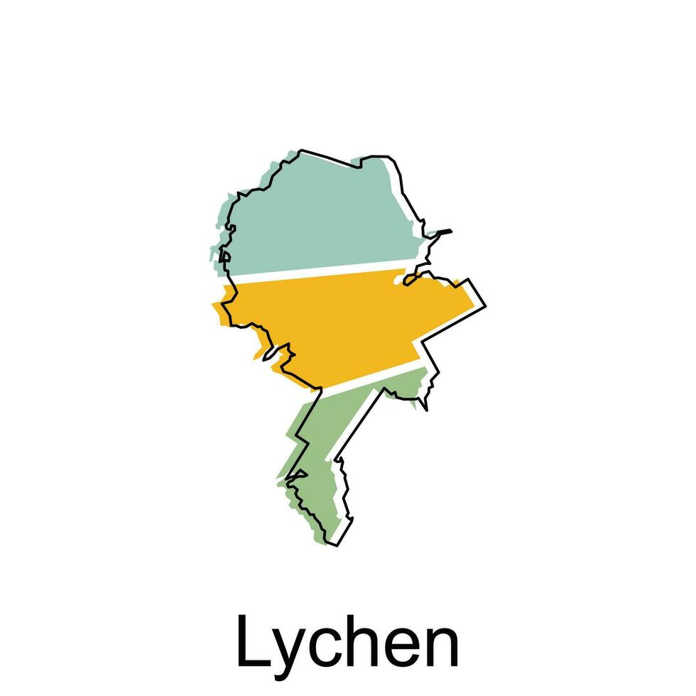 Map of Lychen, World Map International vector template with outline graphic sketch style isolated on white background