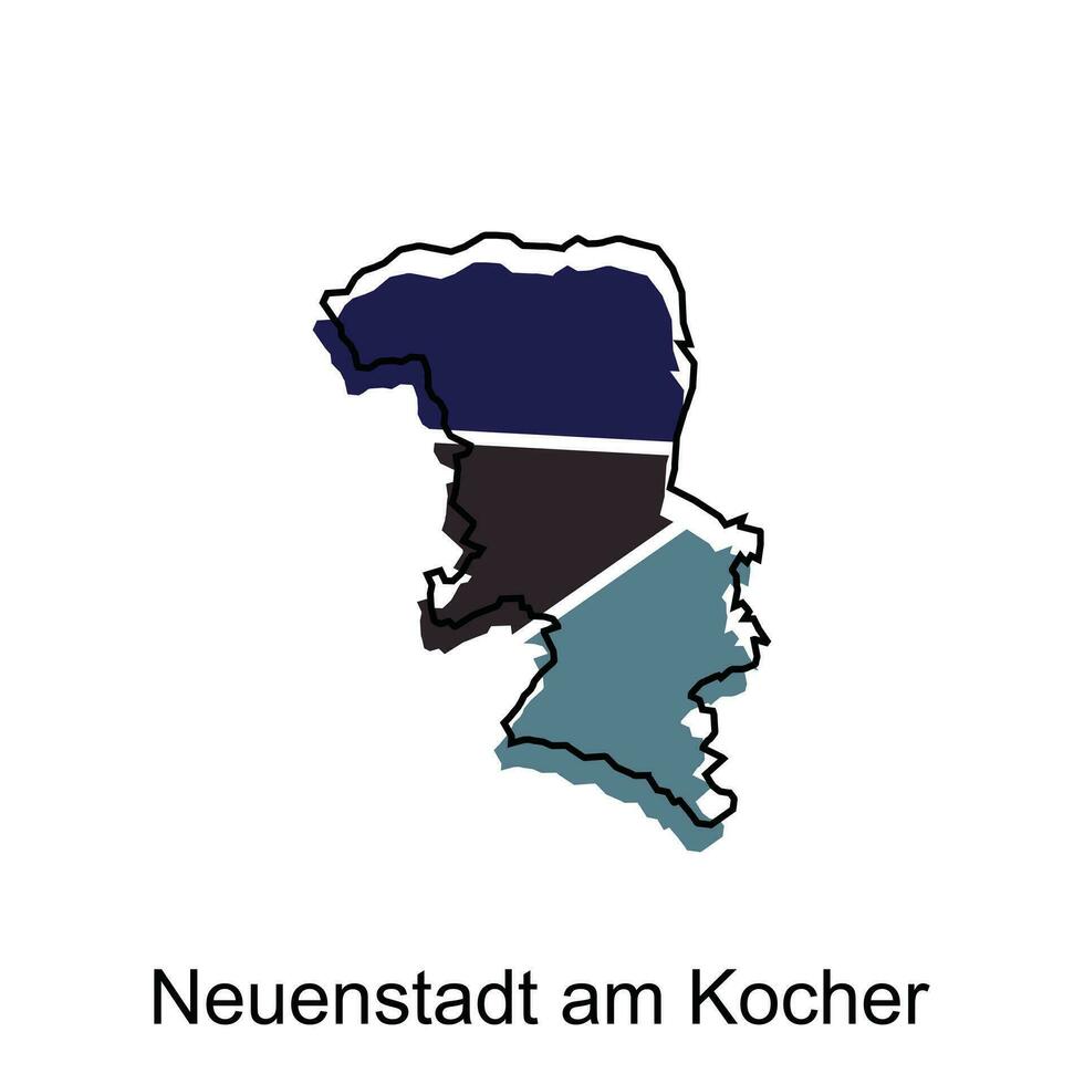 mapa de neuenstadt a.m kocher, mundo mapa internacional vector modelo con contorno gráfico bosquejo estilo aislado en blanco antecedentes