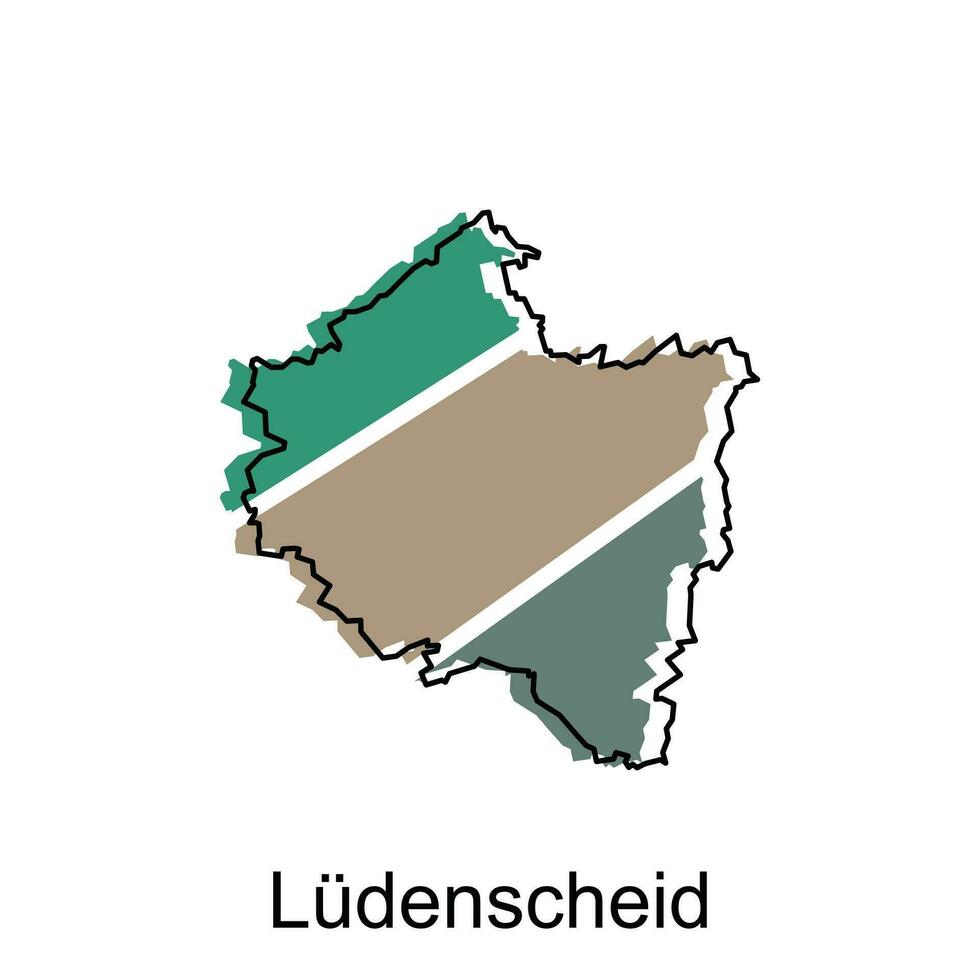 Map of Ludenscheid, World Map International vector template with outline graphic sketch style isolated on white background