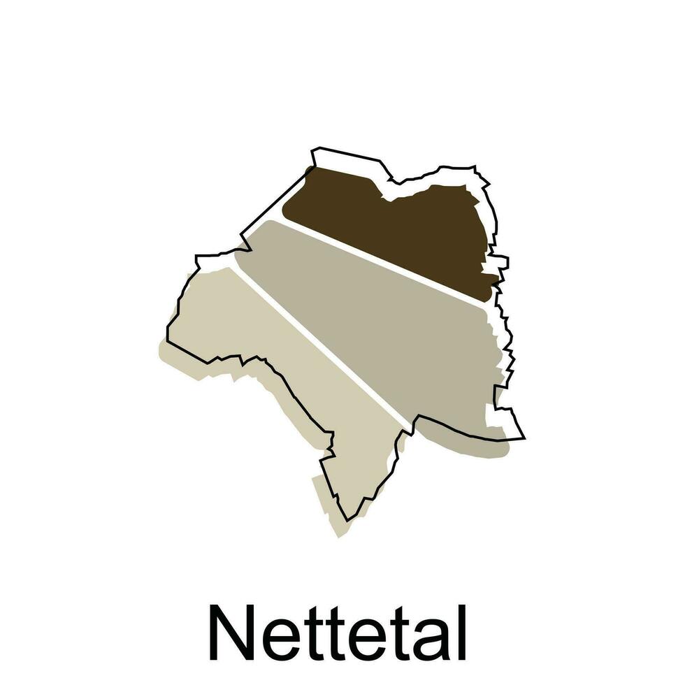 Map of Nettetal, World Map International vector template with outline graphic sketch style isolated on white background