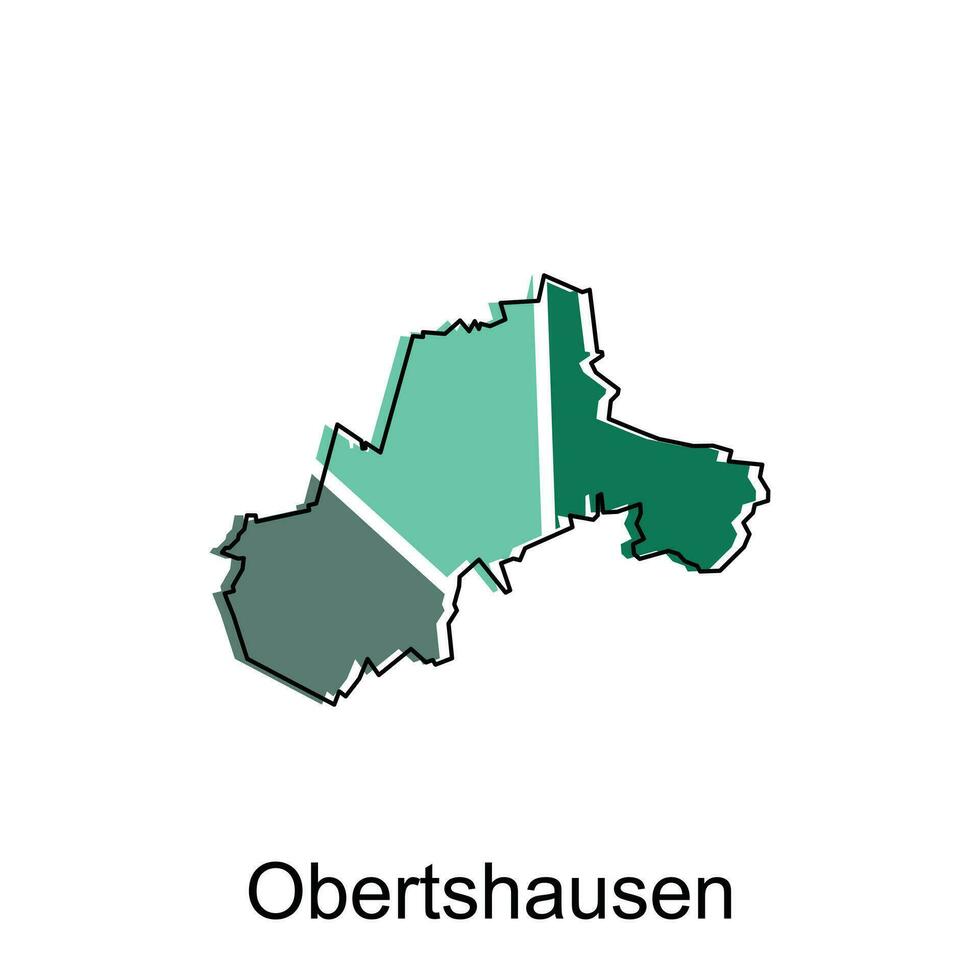 map of Obershausen vector design template, national borders and important cities illustration