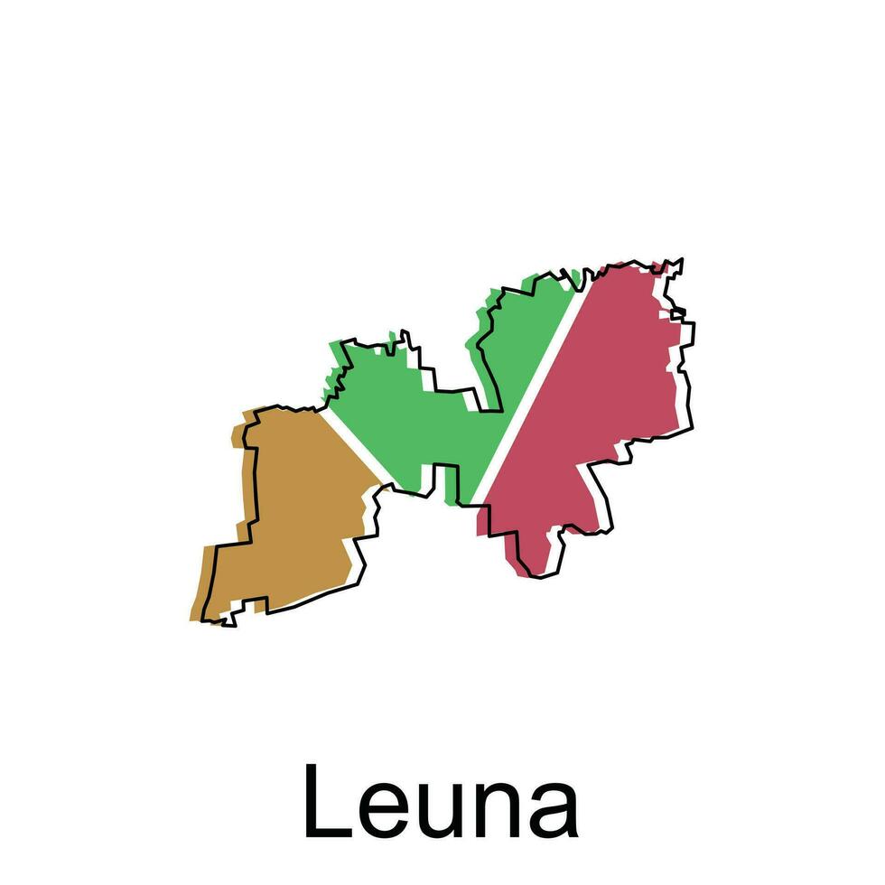 Map of Leuna Colorful with outline design, World map country vector illustration template