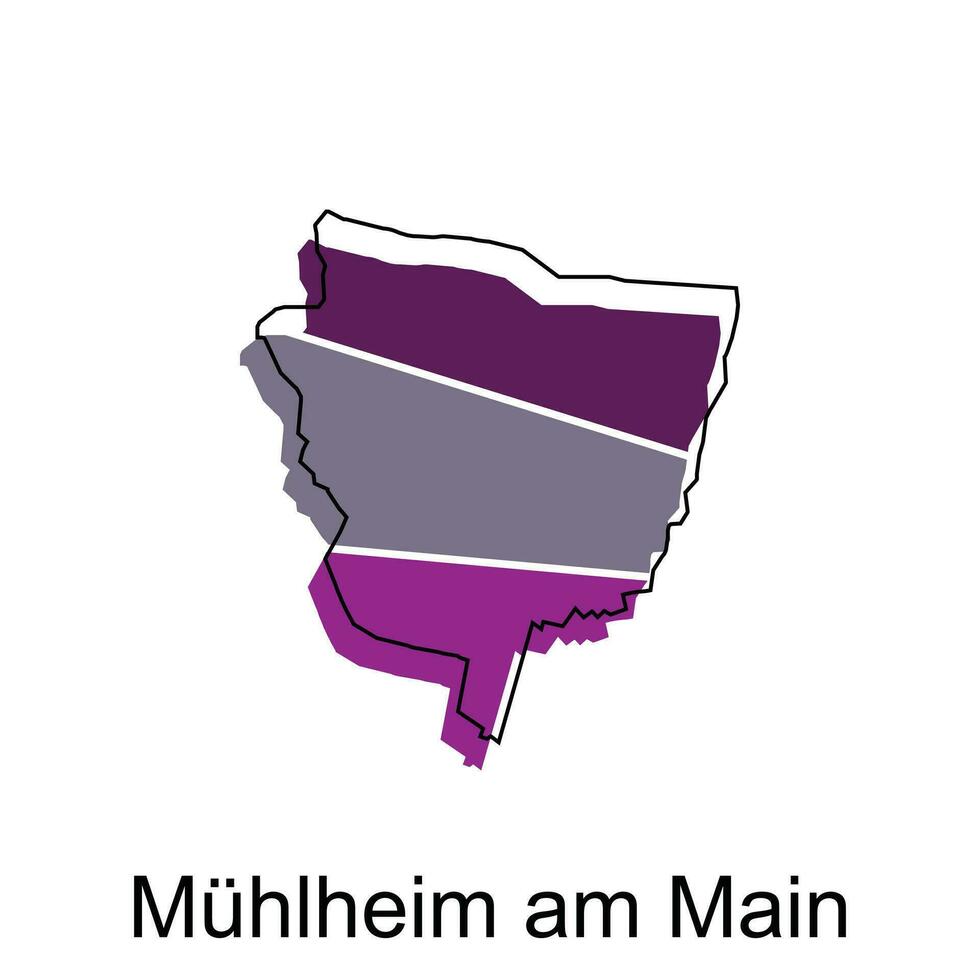 Muhlheim Am Main City Map. vector map of German Country design template with outline graphic colorful style on white background