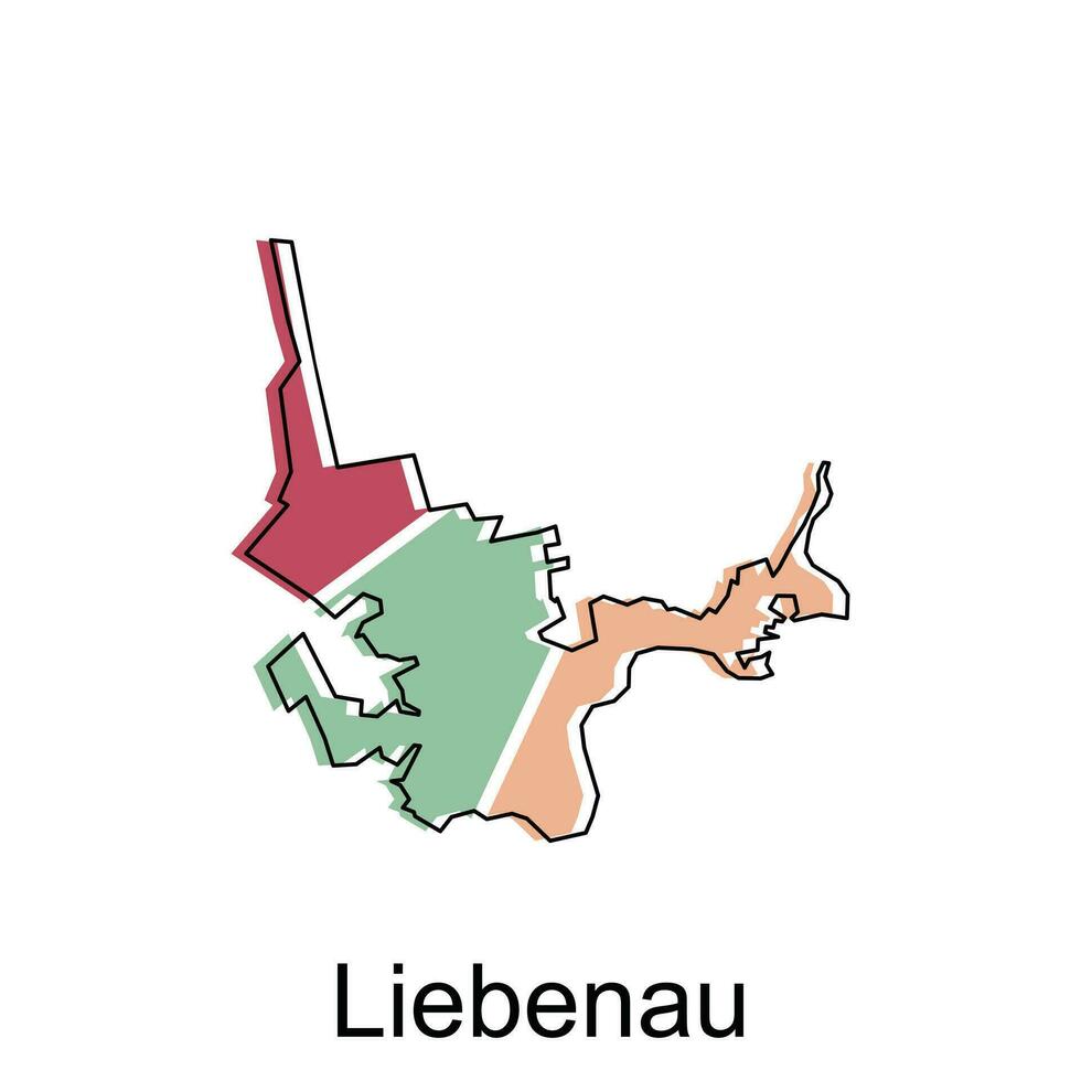 liebenau ciudad mapa. vector mapa de alemán país diseño modelo con contorno gráfico vistoso estilo en blanco antecedentes