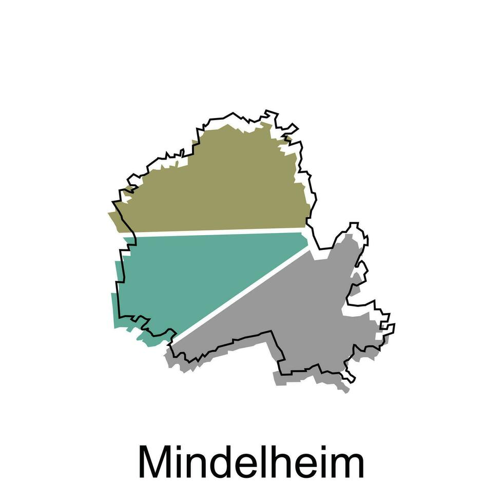 Mindelheim ciudad mapa. vector mapa de alemán país diseño modelo con contorno gráfico vistoso estilo en blanco antecedentes