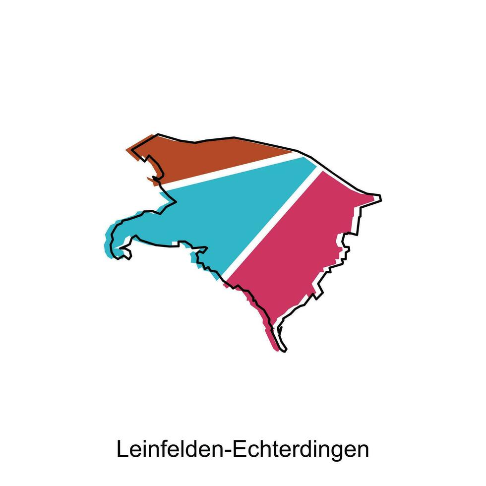 Map of Leinfelden Echterdingen Colorful with outline design, World map country vector illustration template