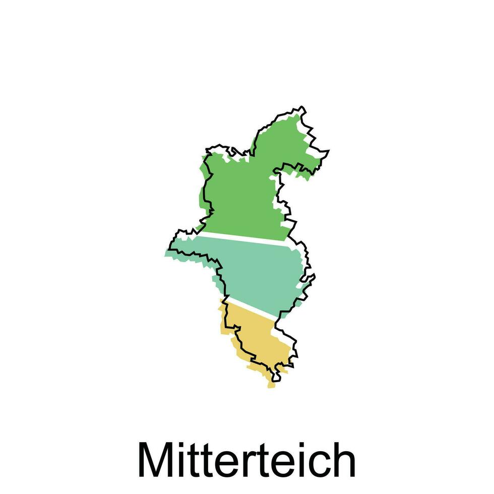 mitterteich ciudad mapa. vector mapa de alemán país diseño modelo con contorno gráfico vistoso estilo en blanco antecedentes