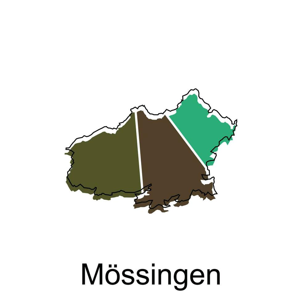 mossingen ciudad mapa. vector mapa de alemán país diseño modelo con contorno gráfico vistoso estilo en blanco antecedentes