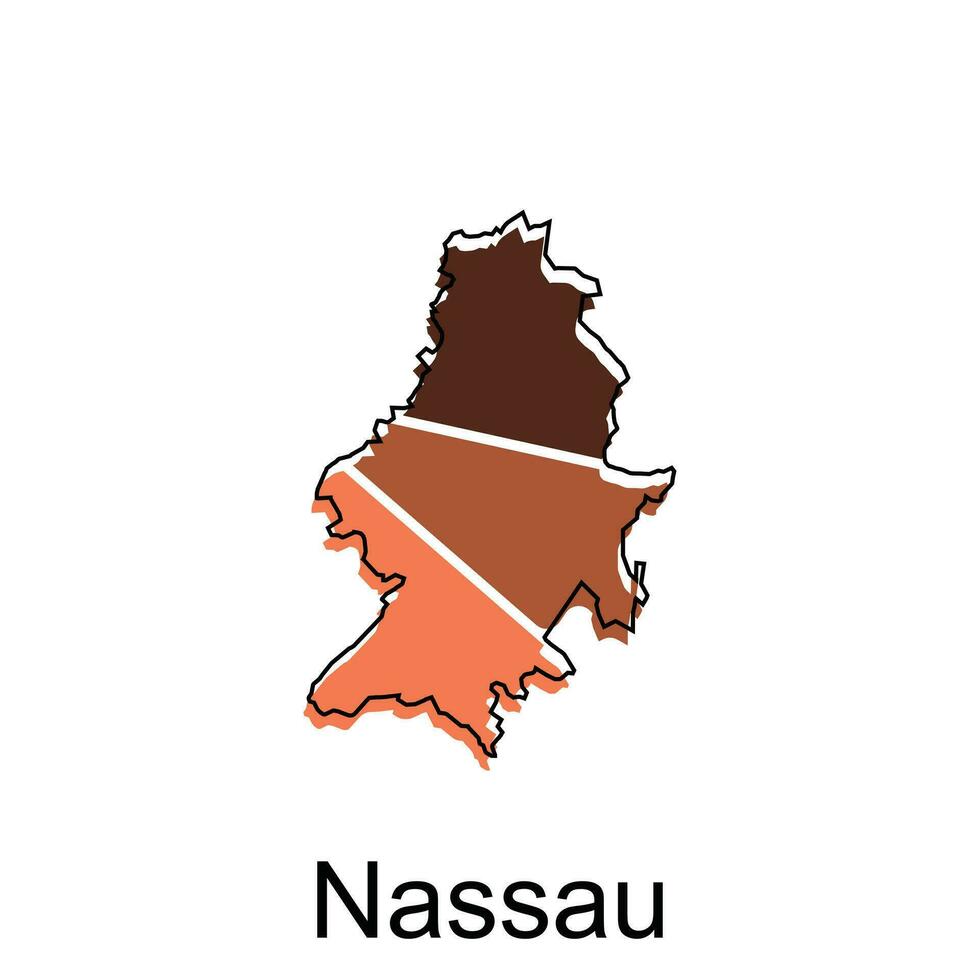 mapa de Nassau vistoso con contorno diseño, mundo mapa país vector ilustración modelo