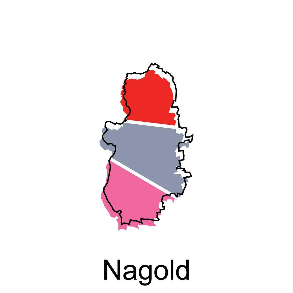 Map of Nagold Colorful with outline design, World map country vector illustration template