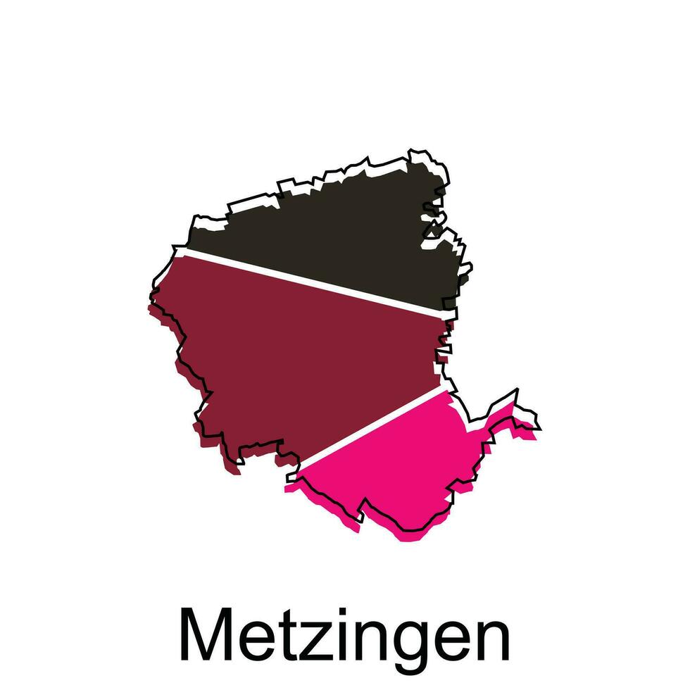 Metzingen City of Germany map vector illustration, vector template with outline graphic sketch style on white background