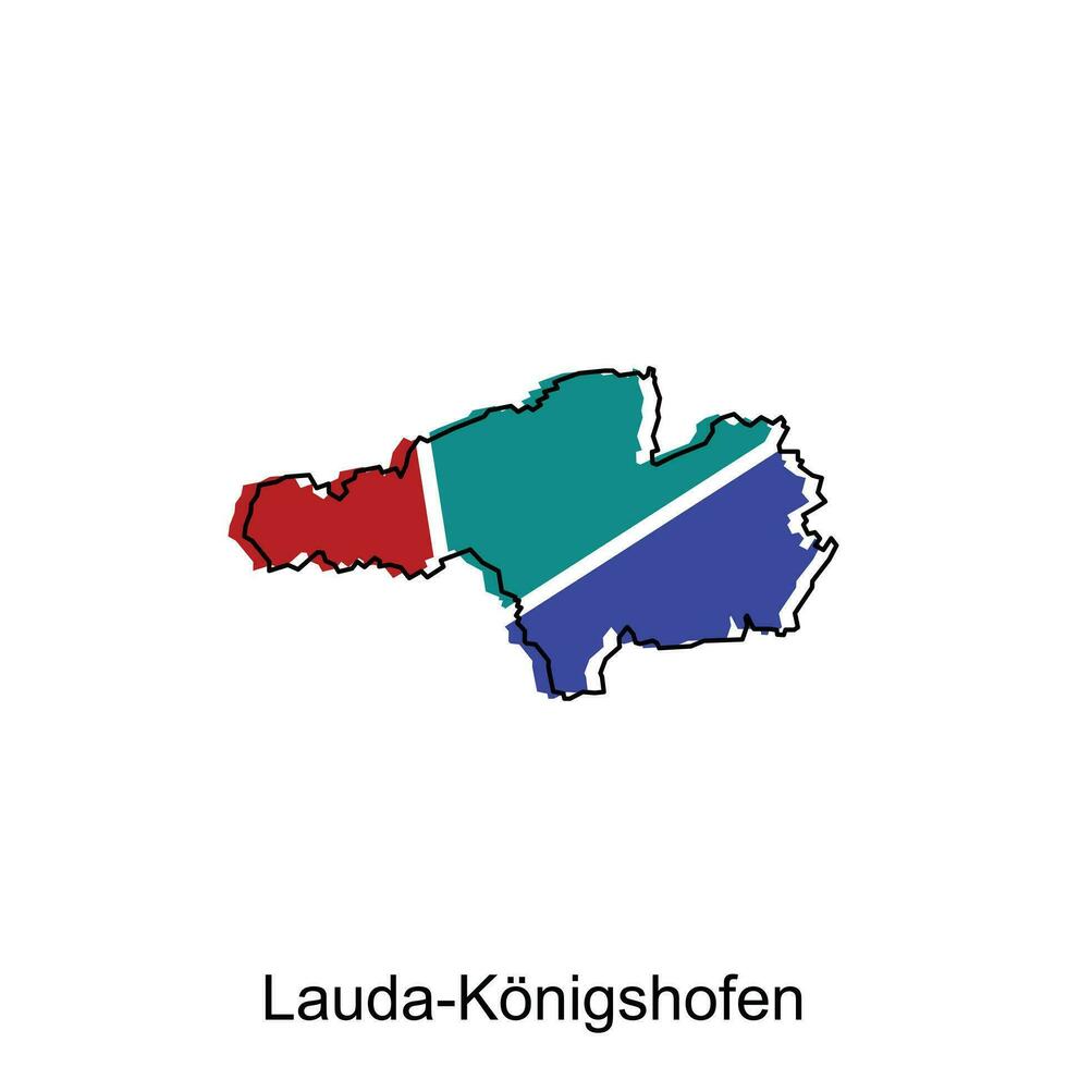 Lauda Konigshofen City of Germany map vector illustration, vector template with outline graphic sketch style on white background