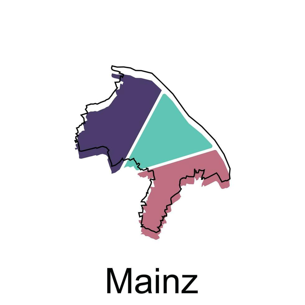 Mainz City of Germany map vector illustration, vector template with outline graphic sketch style on white background