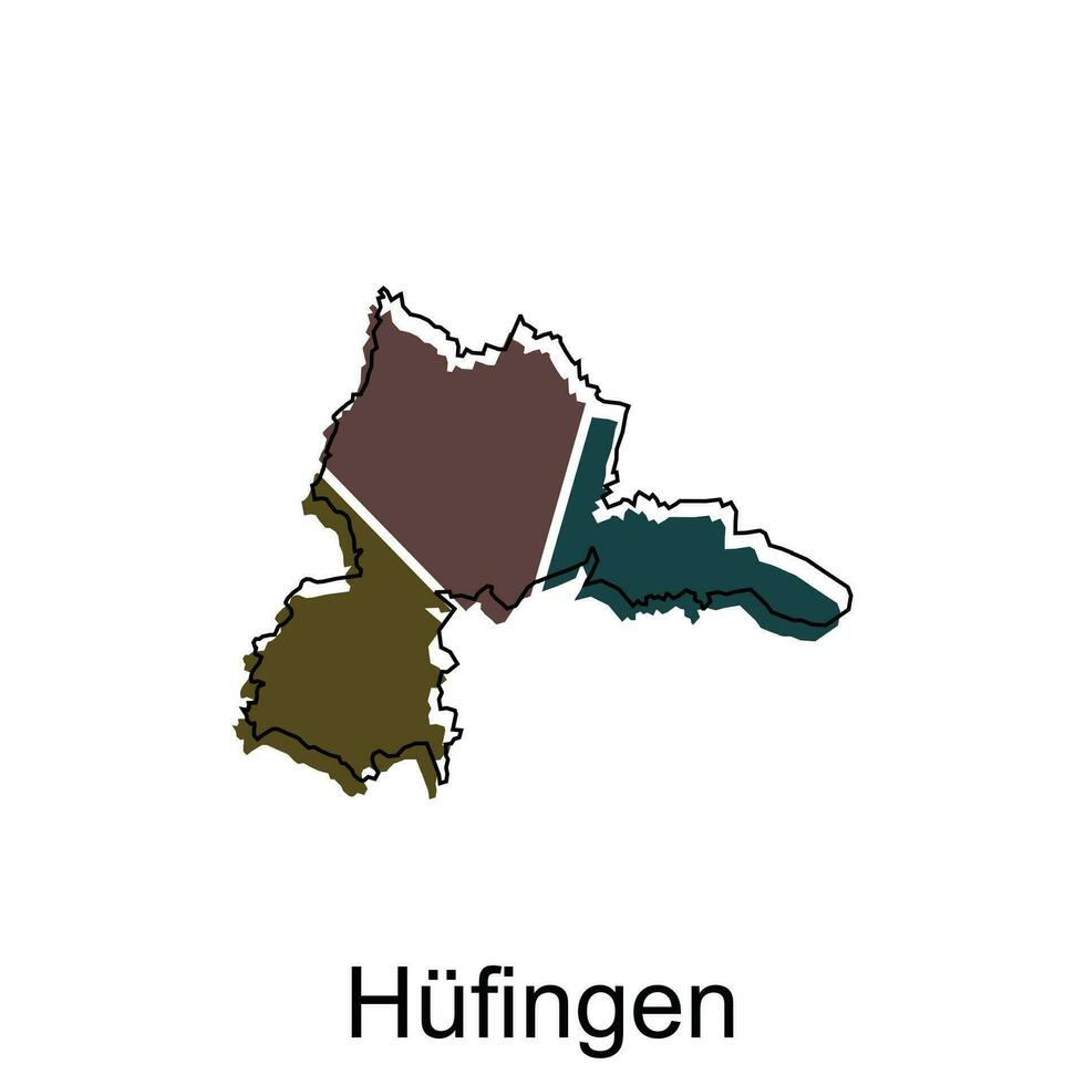 Hufingen City of Germany map vector illustration, vector template with outline graphic sketch style on white background