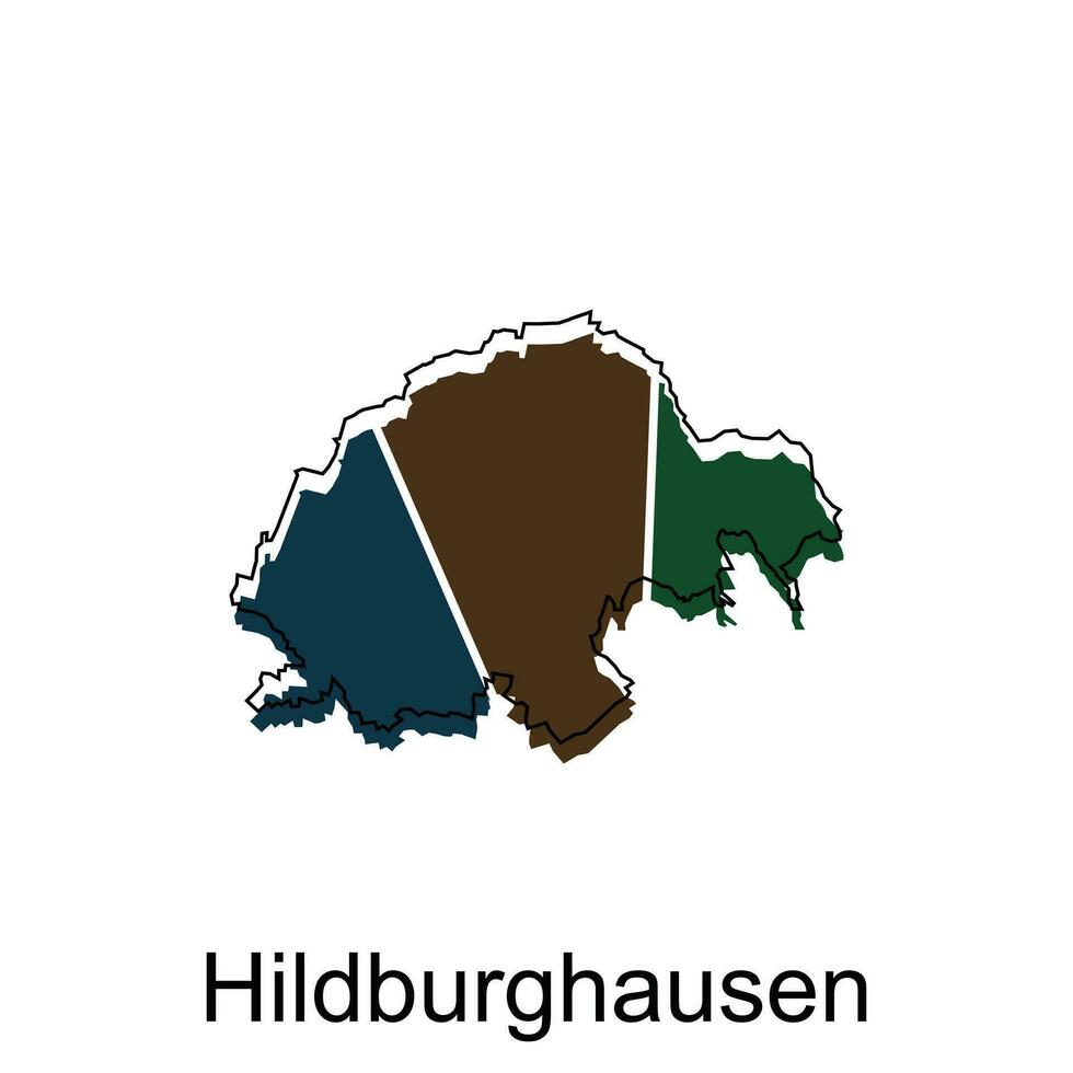 map of Hildburghausen vector design template, national borders and important cities illustration