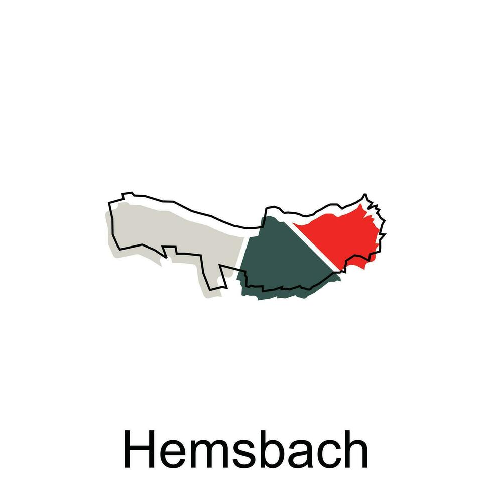 Hemsbach City Map illustration. Simplified map of Germany Country vector design template