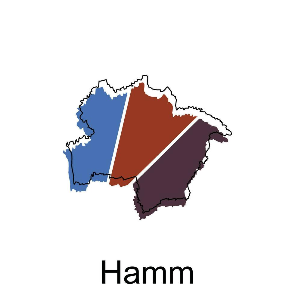 Hamm City Map illustration. Simplified map of Germany Country vector design template