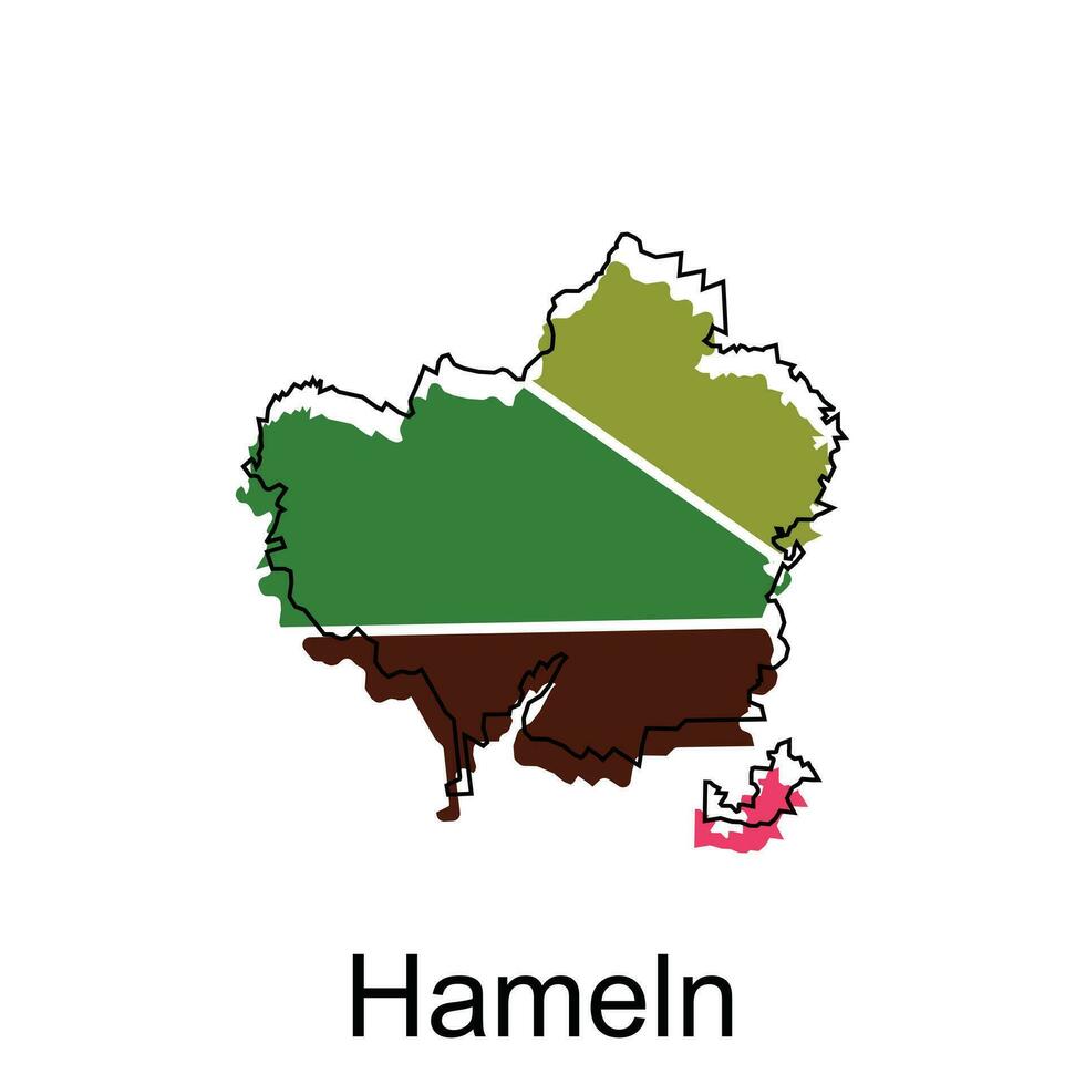 Hameln City Map illustration. Simplified map of Germany Country vector design template