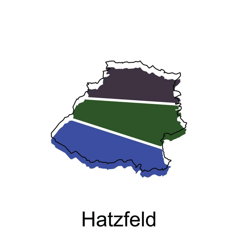 Hatzfeld City Map illustration. Simplified map of Germany Country vector design template